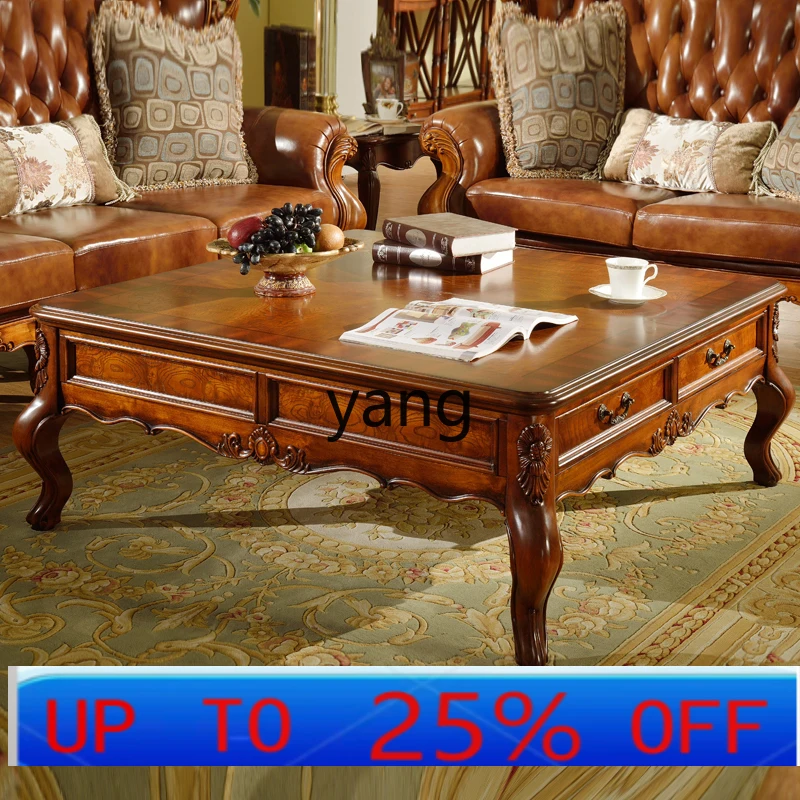 

LTT solid wood coffee table living room square large apartment 1 meter 2 household storage coffee tea table