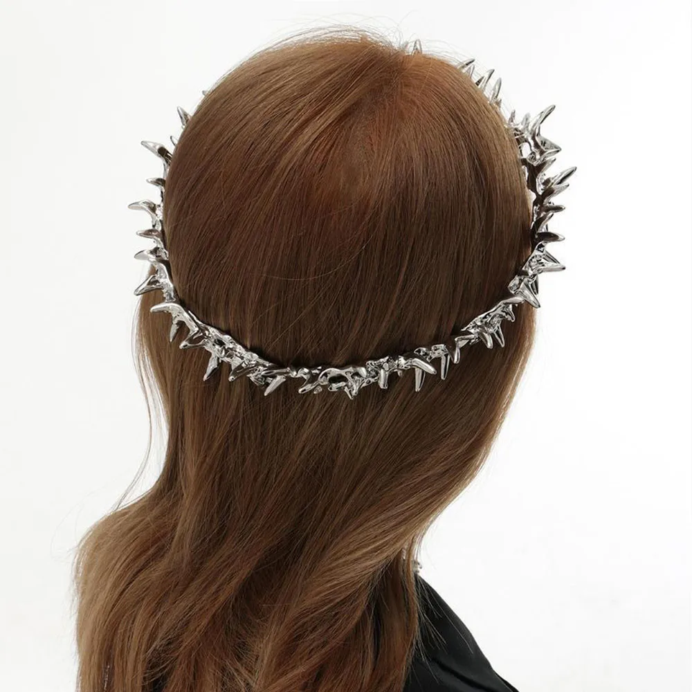 Punk Gothic Thorn Crown Headpiece Headwear Unisex Cosplay Metal Crowns Jewelry Gifts Halloween Wedding Party Accessories