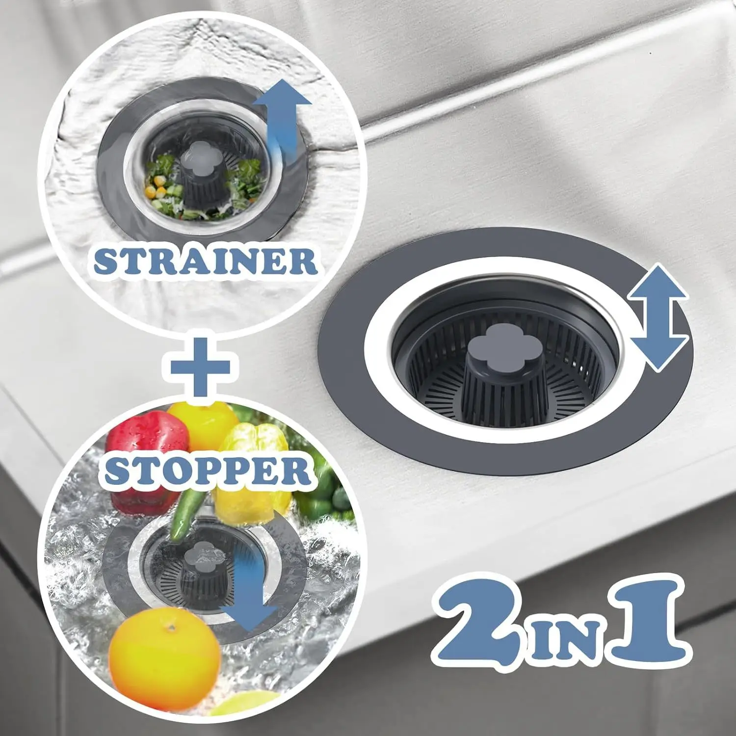 Stainless Steel Kitchen Sink Filter Screen Bounce Core Drain Universal Drain Plug Shower Drain