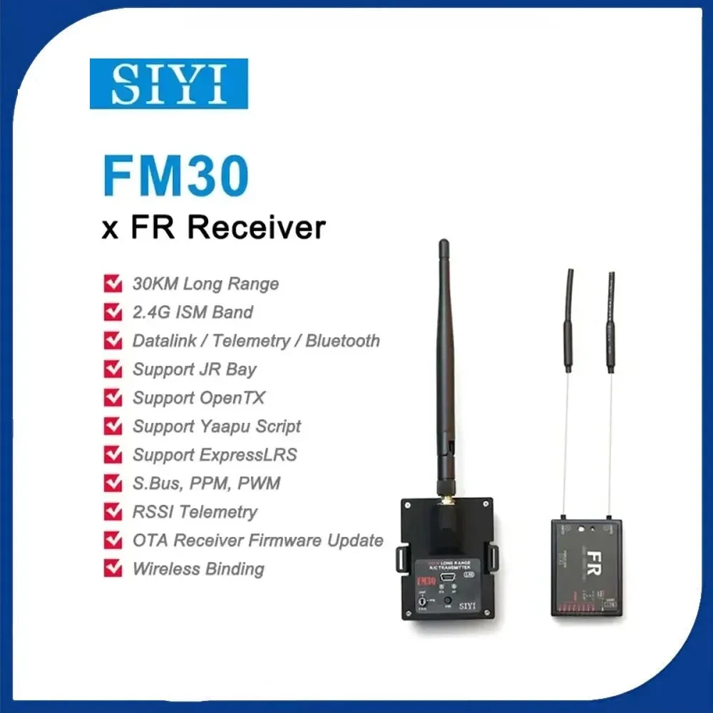 

SIYI FM30 Long Range Radio Module Transmitter Datalink Telemetry Bluetooth Mini Receiver OpenTX ExpressLRS 2.4G 30KM RC Parts