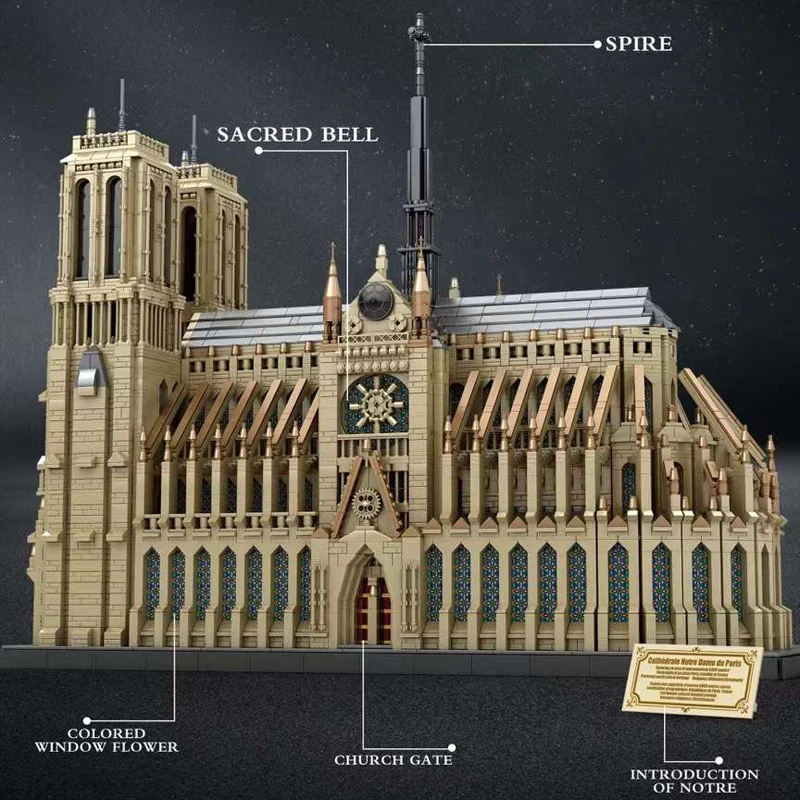 IN STOCK 66016 MOC Notre-Dame Cathedral in Paris Construction Building Blocks Bricks Model Toys for Boys Christmas Gift Set