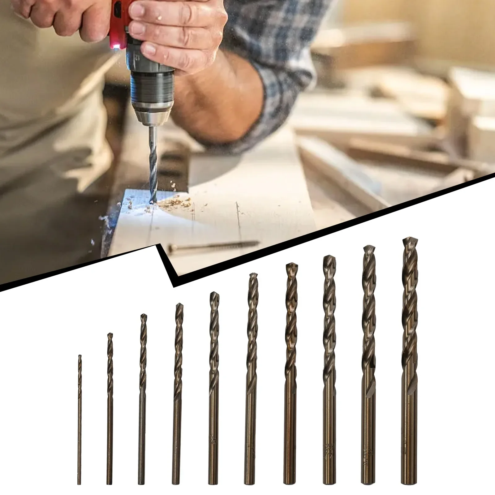 10pcs HSS M35 Cobalt Drill Bit Drill Bit Round Shank Gun Drill Bit For Wood Metal Stainless Steel Iron Drilling Hole Cutte Tools