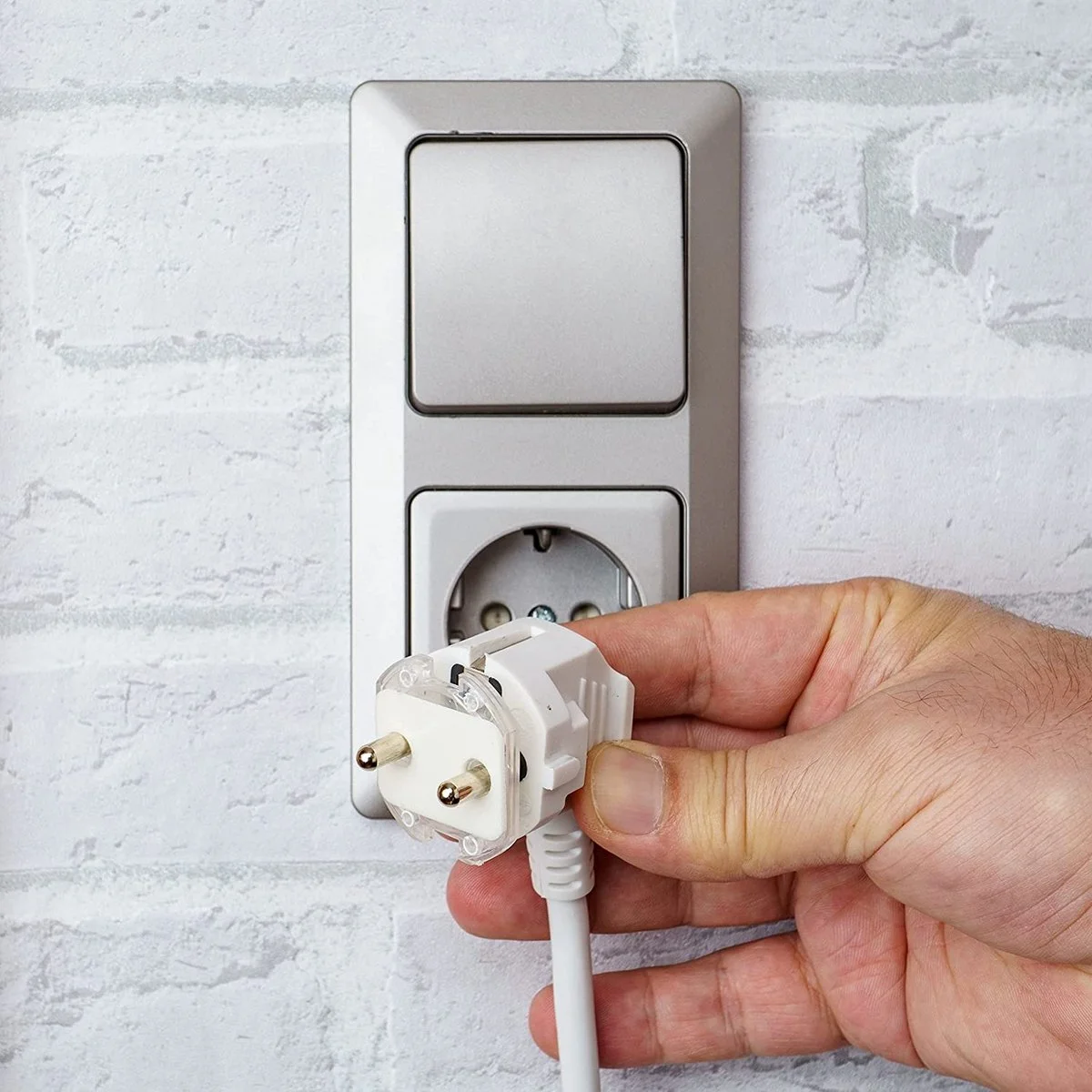 Child Safety Socket Cover - Rotatable Adhesive Baby Proof Plug Protector for European Schuko Outlets, Anti Oil Dust Resistant