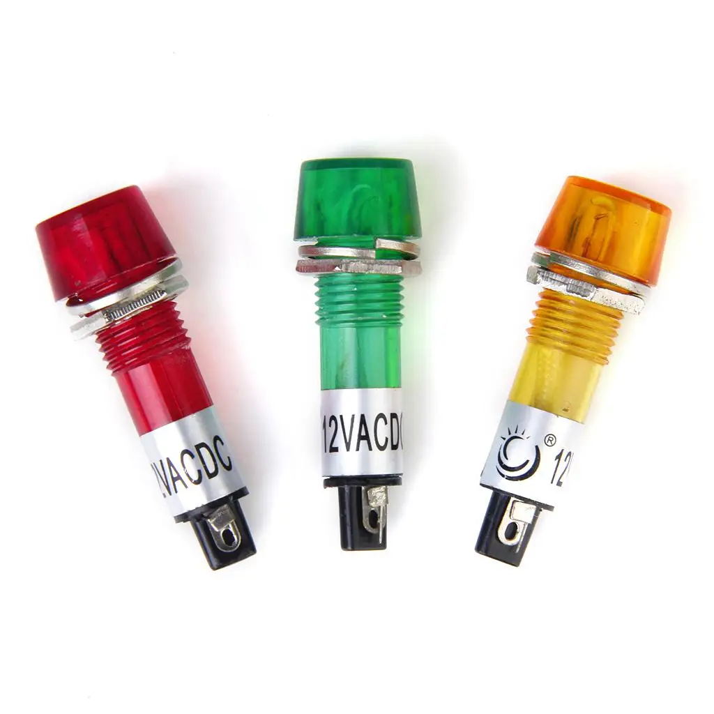 Red Yellow Green LED Signal Lamp Plastic Indicator Light for Safety Indexing in Appliances 24V AC DC