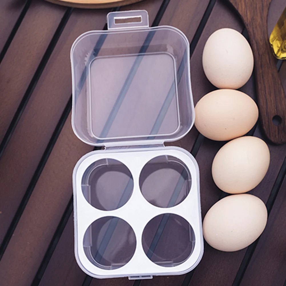 

2pcs Portable Egg Carton Storage Container Camping Hiking Shockproof Egg Holder 4 Grids Lightweight Plastic Box