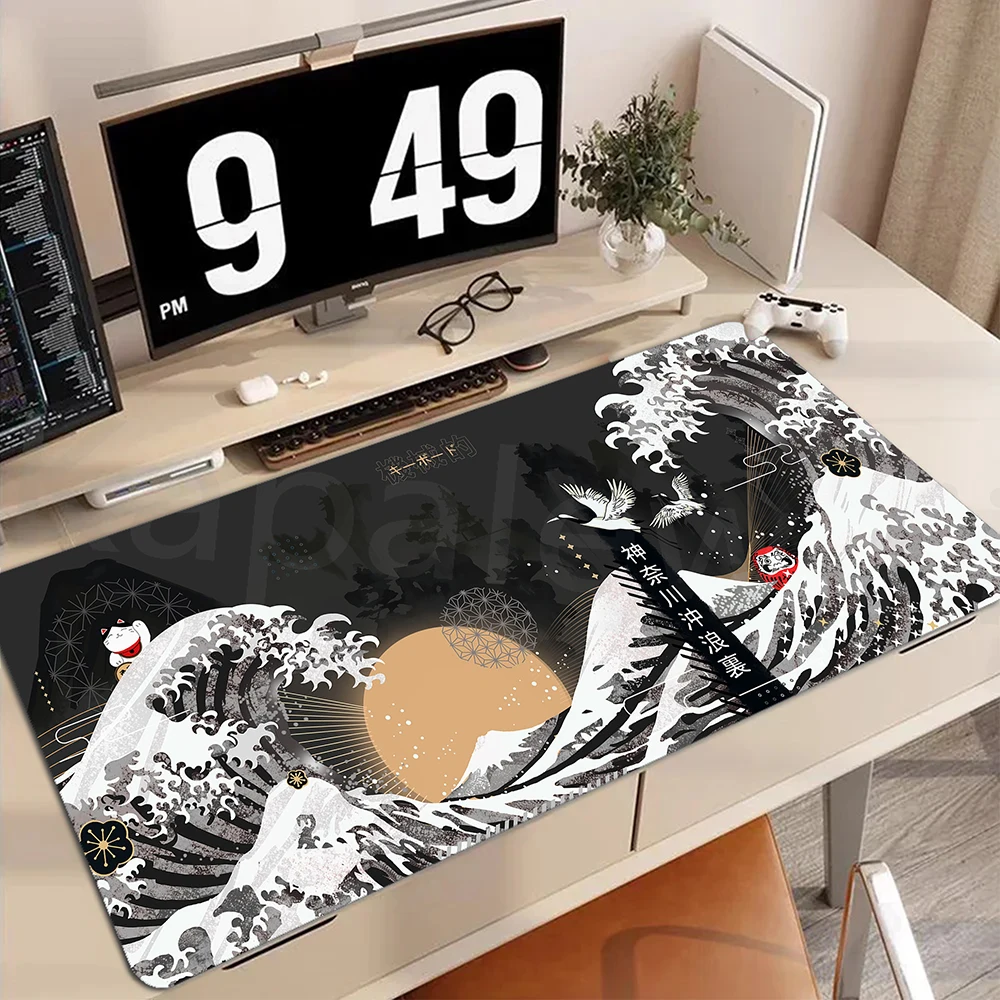 

Japanese Art Great Waves Mouse Pad Gaming XL Custom HD New Mousepad XXL Playmat Non-Slip Office Computer Mice Pad 900x400mm