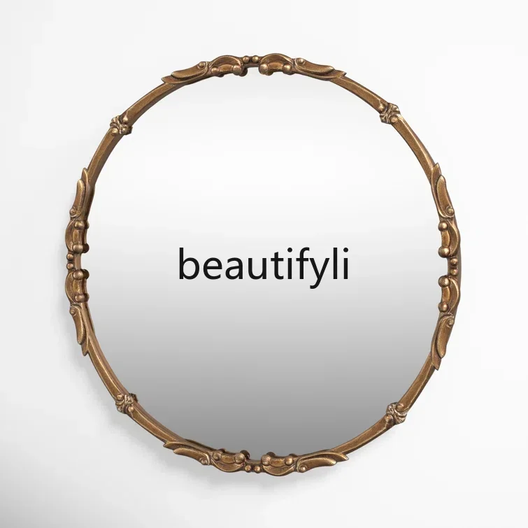 

French retro smart bathroom mirror carved wall-mounted mirror sink vanity mirror2936