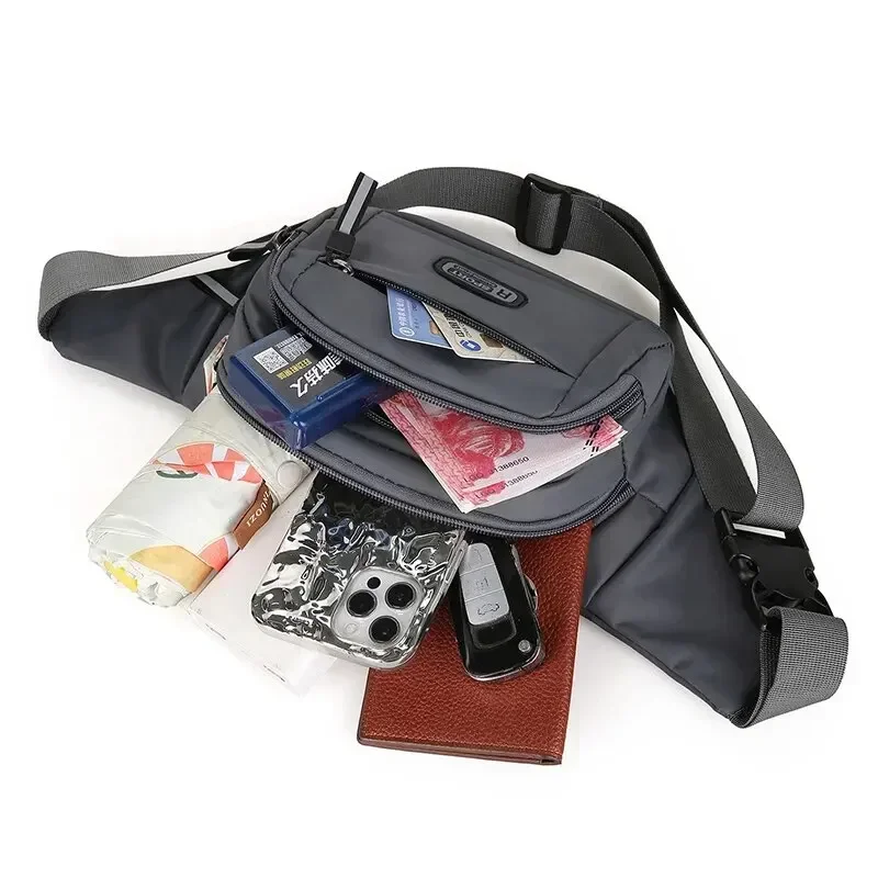 Bolso de cintura para hombre, deportivo, informal, resistente al desgaste, impermeable, para exteriores, con múltiples bolsillos, para teléfono móvil