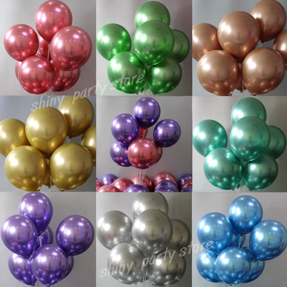 

30pcs Chrome Metallic Latex Balloons Happy Birthday Party Decorations Adult Kids Baby Shower Wedding Decor Balloon Accessories