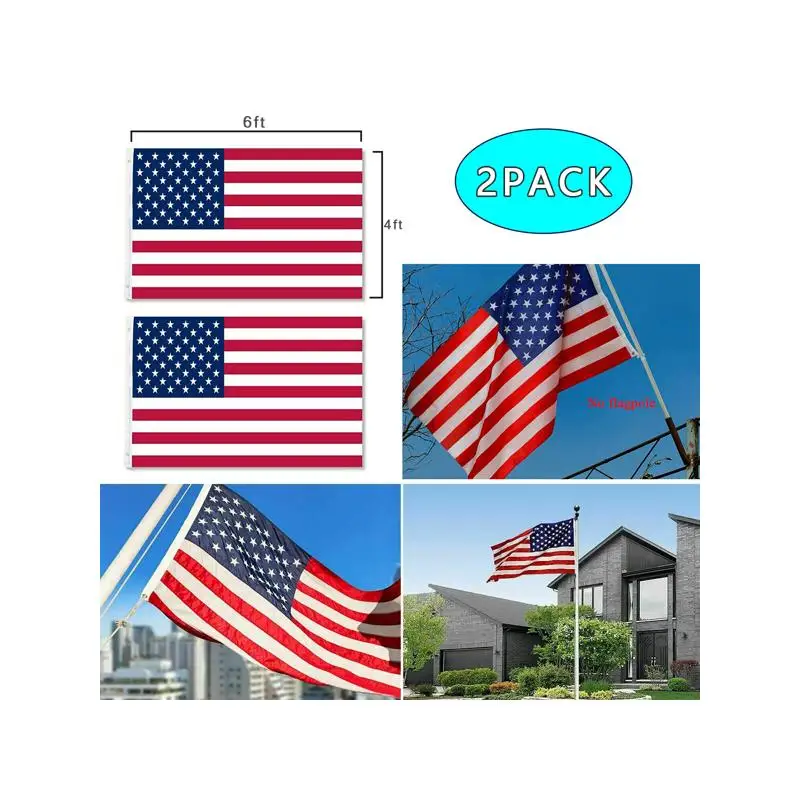 

2 шт. 4X6FT нейлоновый флаг с принтом американского флага и латунными втулками для украшения двора и фестиваля