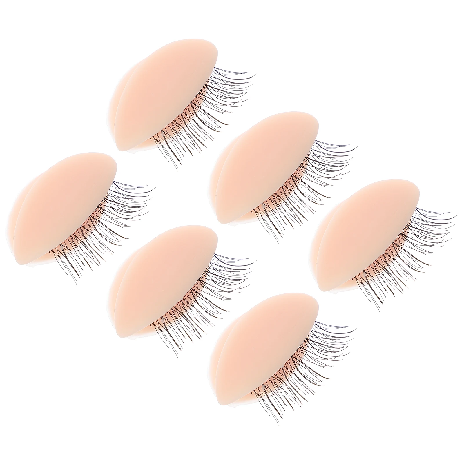 

3 Pairs Removable Eyelash Mold Make up Kit Makeup Practice Device Mannequin Head Silica Gel Lifelike Eyelid Eyelashes Extension