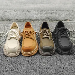Luxe Designer Schoenen Ademende Lengte Toenemende Heren Casual Loafers Vintage British Tooling Lederen Schoen Business Sneakers Heren