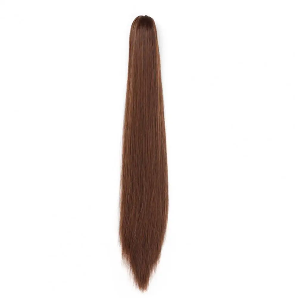 Synthetic Ponytail Hair Extension Clip in Fake Wig Hairpiece Wrap Around Pigtail Long Straight Smooth Overhead PonyTail lace