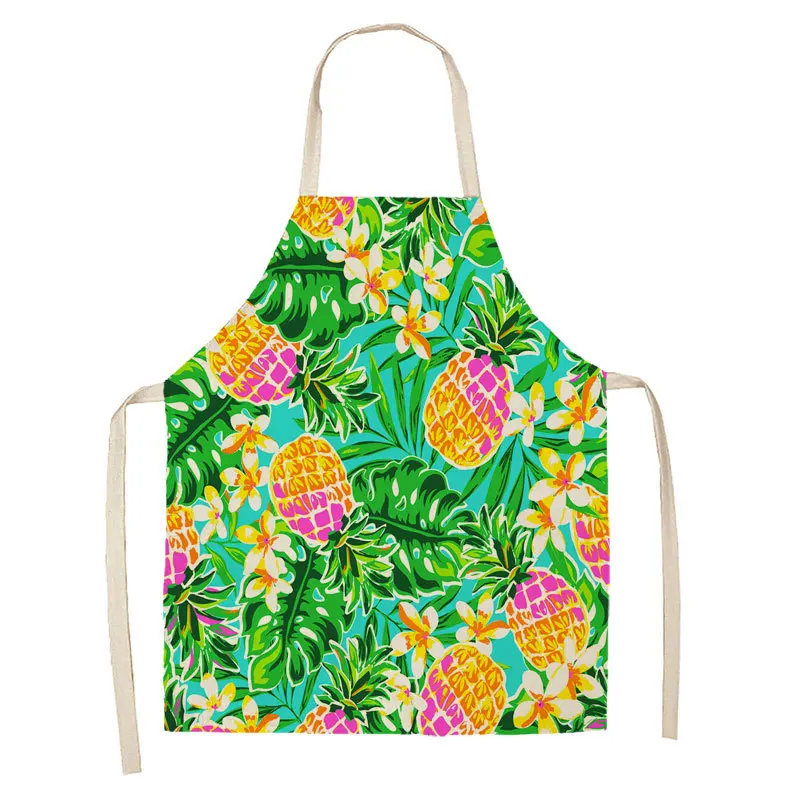 Plant Leaf Apron Digital PrintingGreen Plant Sleeveless Hanging Neck Kitchen Bib фартук для кухни панель фартук поварской Mandil