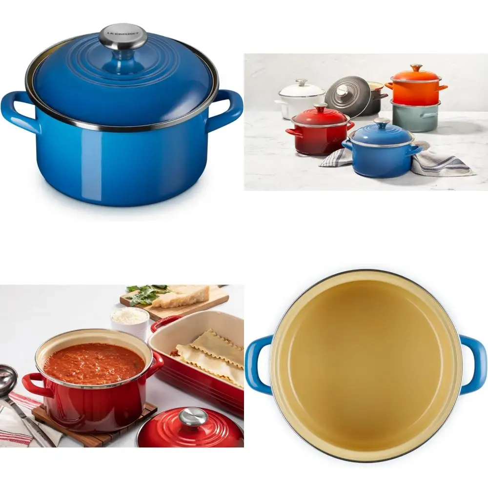 

Enamel Steel Petite Stockpot 3.8 Quarts Traditional Design in Marseille Color