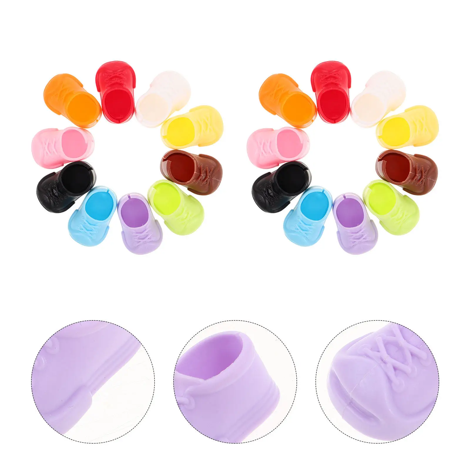 

40Pairs Miniature Shoes Small Flats and Short Boots for 17Cm 6.69inch Girls Accessories Sitting Standing Miniature Shoes