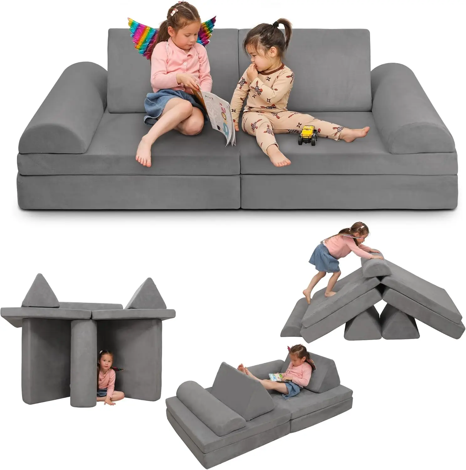 

Play Couch Sofa for Kids Large Size, Modular Kids Play Couch, Kids Couch Building Fort for Playroom Bedroom