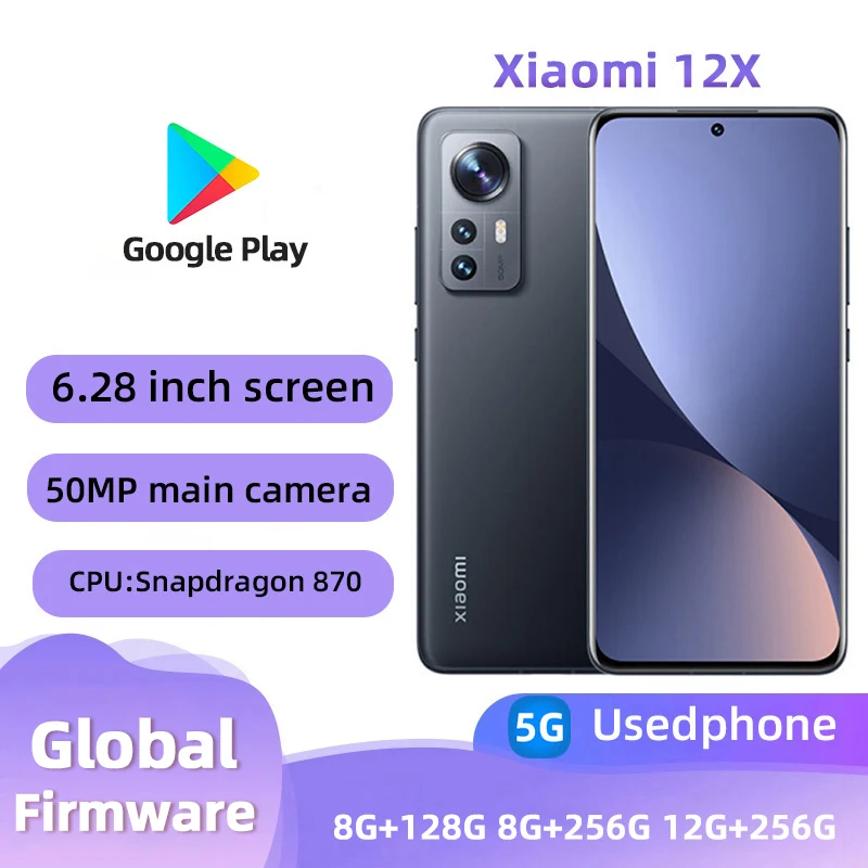 Xiaomi 12X 5G CPU Qualcomm Snapdragon 870 3.2GHz 6.28-inches Battery 4500mAh 50MP camera used phone