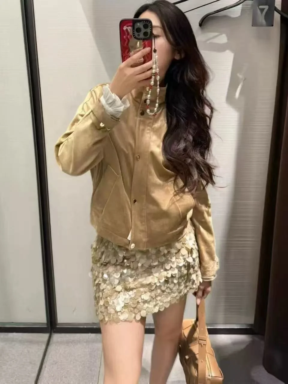 Modny, pikantny płaszcz damski z wysokim kołnierzem, nowość na jesień 2025, długi płaszcz ze sztucznego włókna poliestrowego.