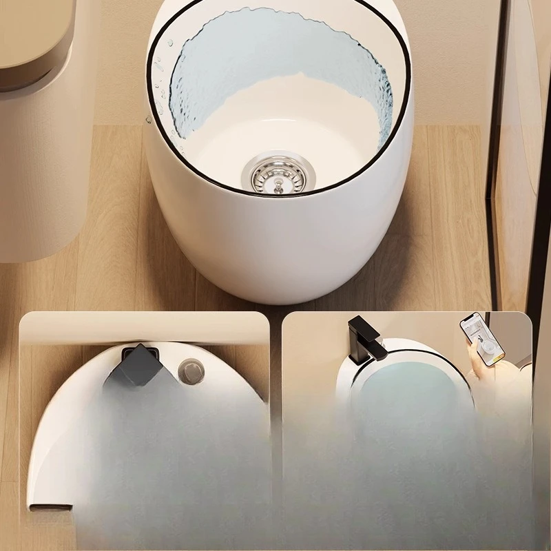 Foot soaking pool Deepened goose egg-shaped ceramic foot washing toilet Foot soaking basin Multifunctional mop pool Floor type