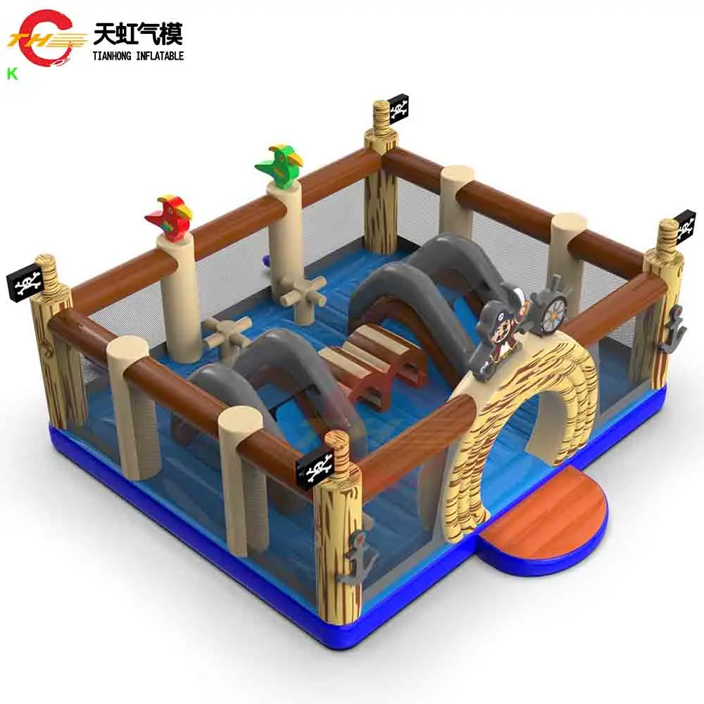 Aire de jeux gonflable Durable commerciale avec obstacles, château gonflable à thème Pirate, maison de saut Moonwalk