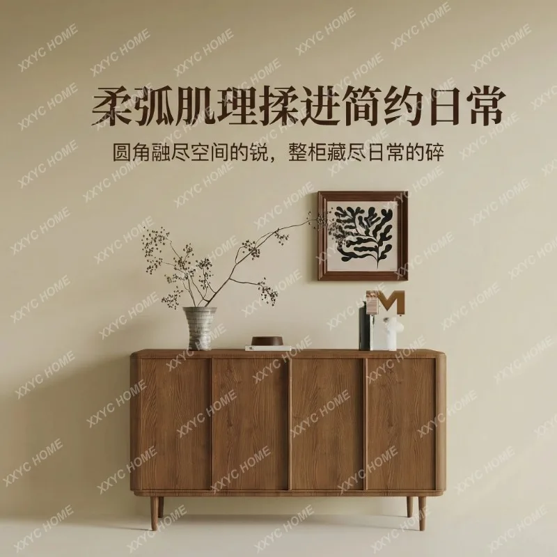 XXMedieval solid wood dining side cabinet, living room entrance storage storage cabinet, new Chinese decorative cabinet