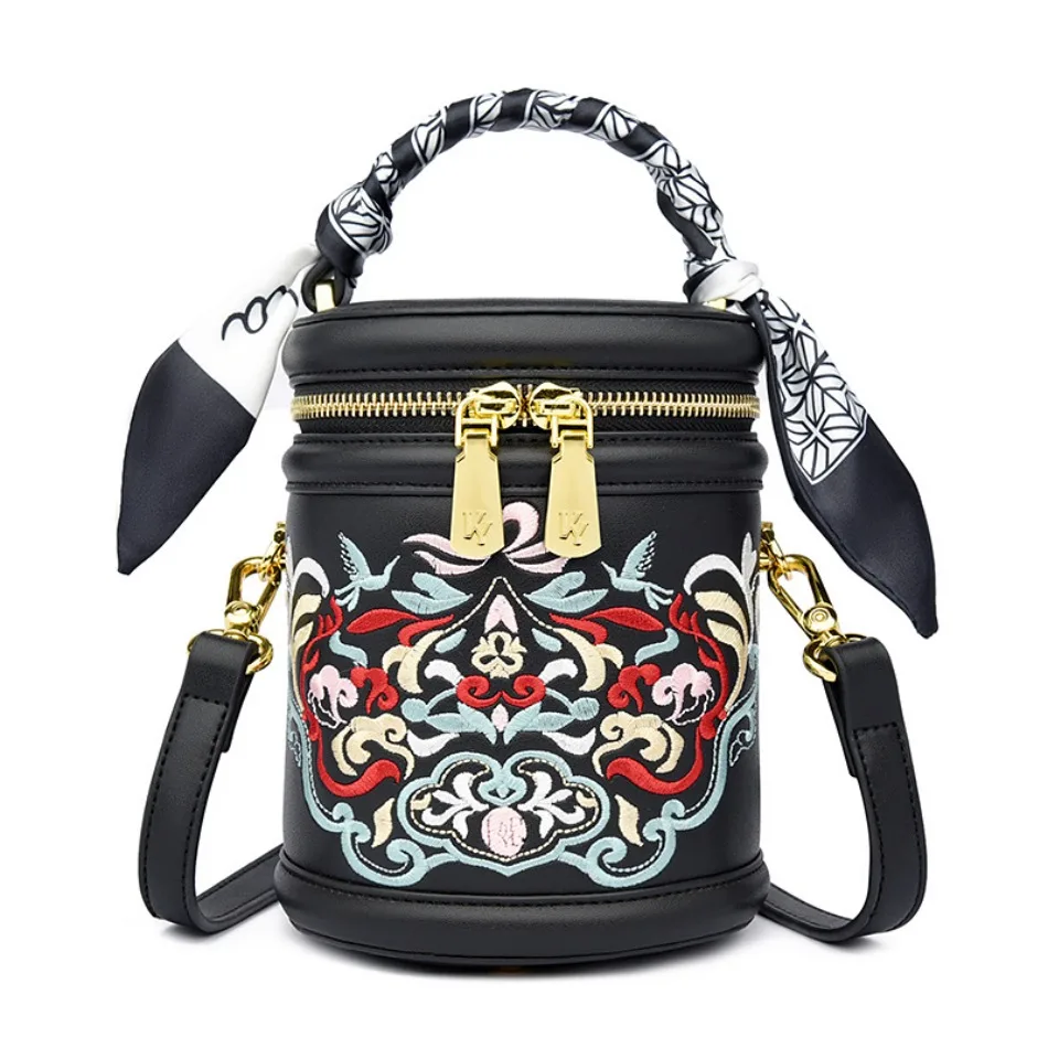 

Spring and summer Chinese style embroidery bucket crossbody bag niche literary bag new Chinese women's bags senior sense handbag