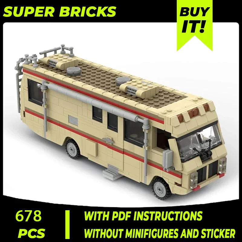 Bloques de construcción modulares para niños, ladrillos Moc técnicos, modelo de coche de película Breaking Bad RV Bus, regalos de bloques, juegos de bricolaje, ensamblaje