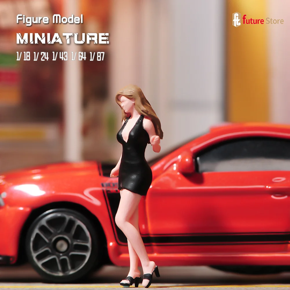 女の子のための短い樹脂製ジオラマ人形,1/87, 1/64, 1/43, 1/24, 1/18