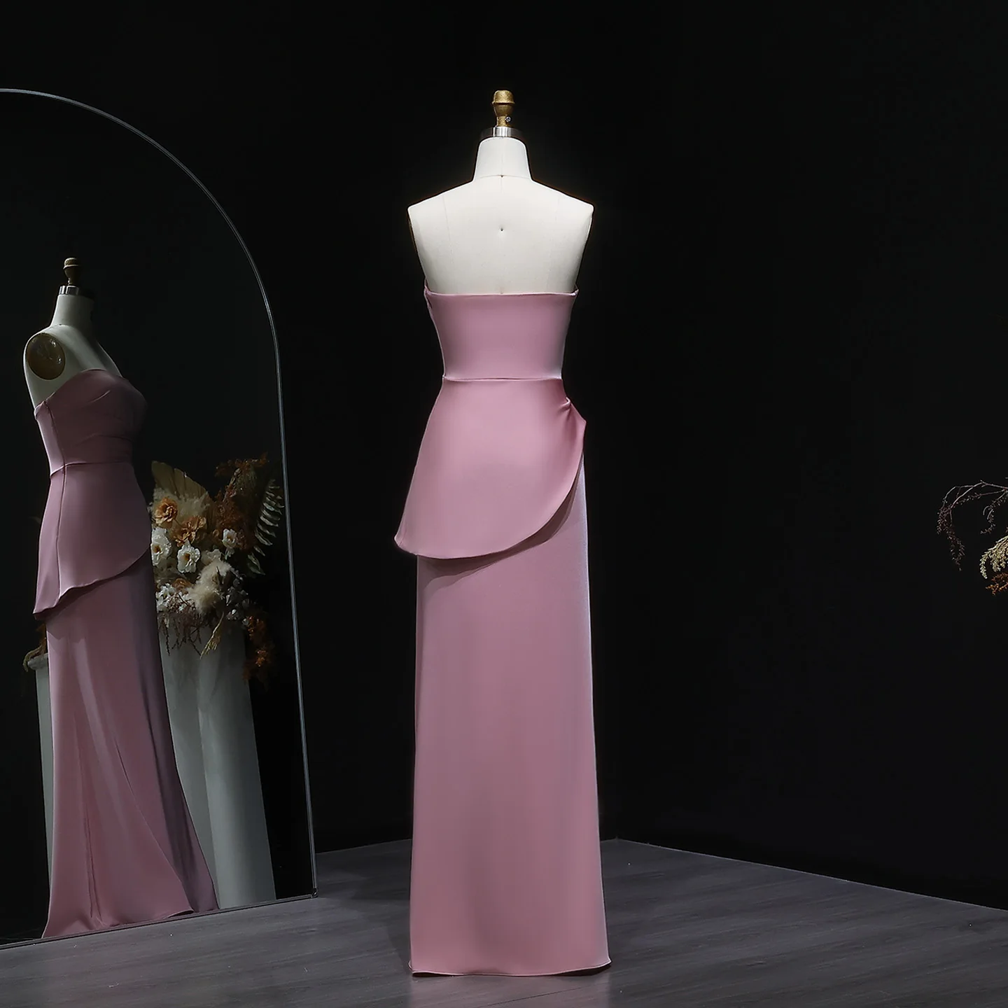 Sharon disse coral rosa sem alças drapeado vestido de noite bege com cristal bordado para mulher casamento árabe sf456 personalizado