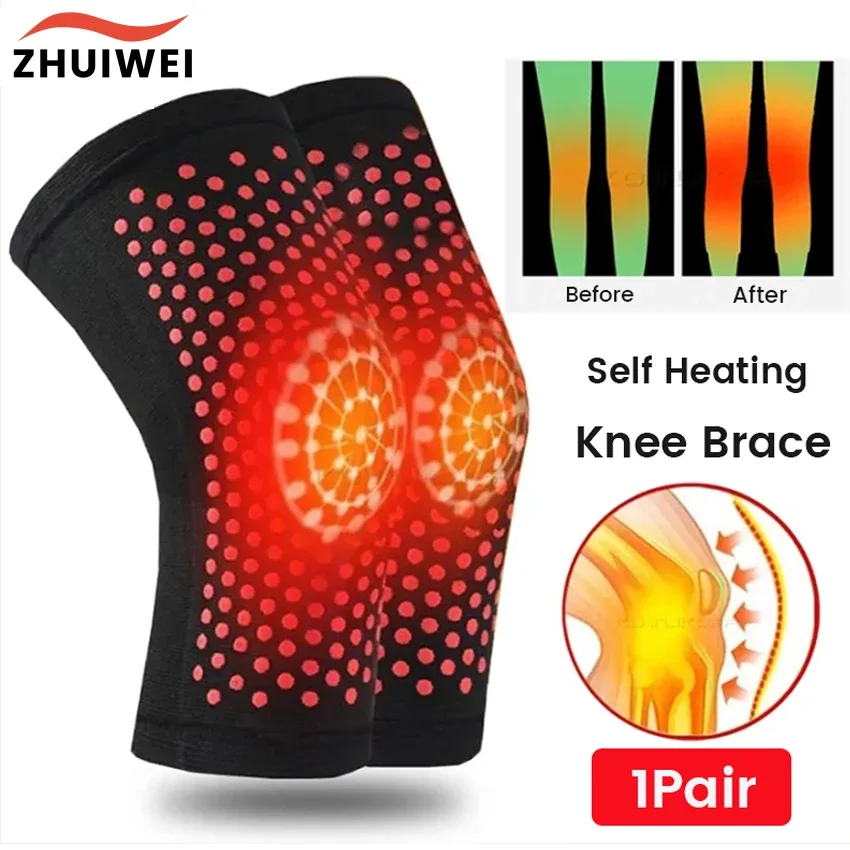 1Pair Self Heating Support KneePad Knee Brace Warm for Arthritis Joint Pain Relief Injury Recovery Belt Knee Massager Leg Warmer