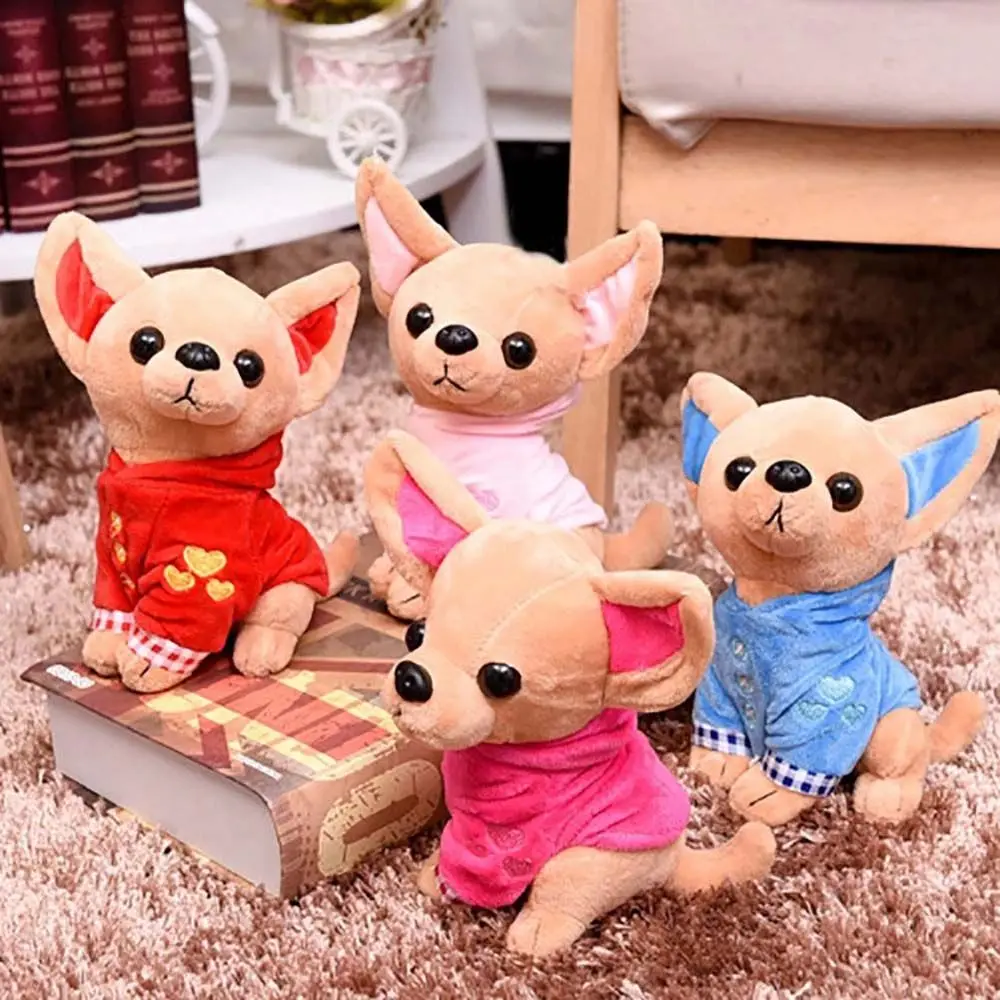 4 Colors Children Present Kids Toys Birthday Gifts Dog Stuffed Toy Chihuahua Dog Plush Toy Simulation Animal Doll Plush Pillow