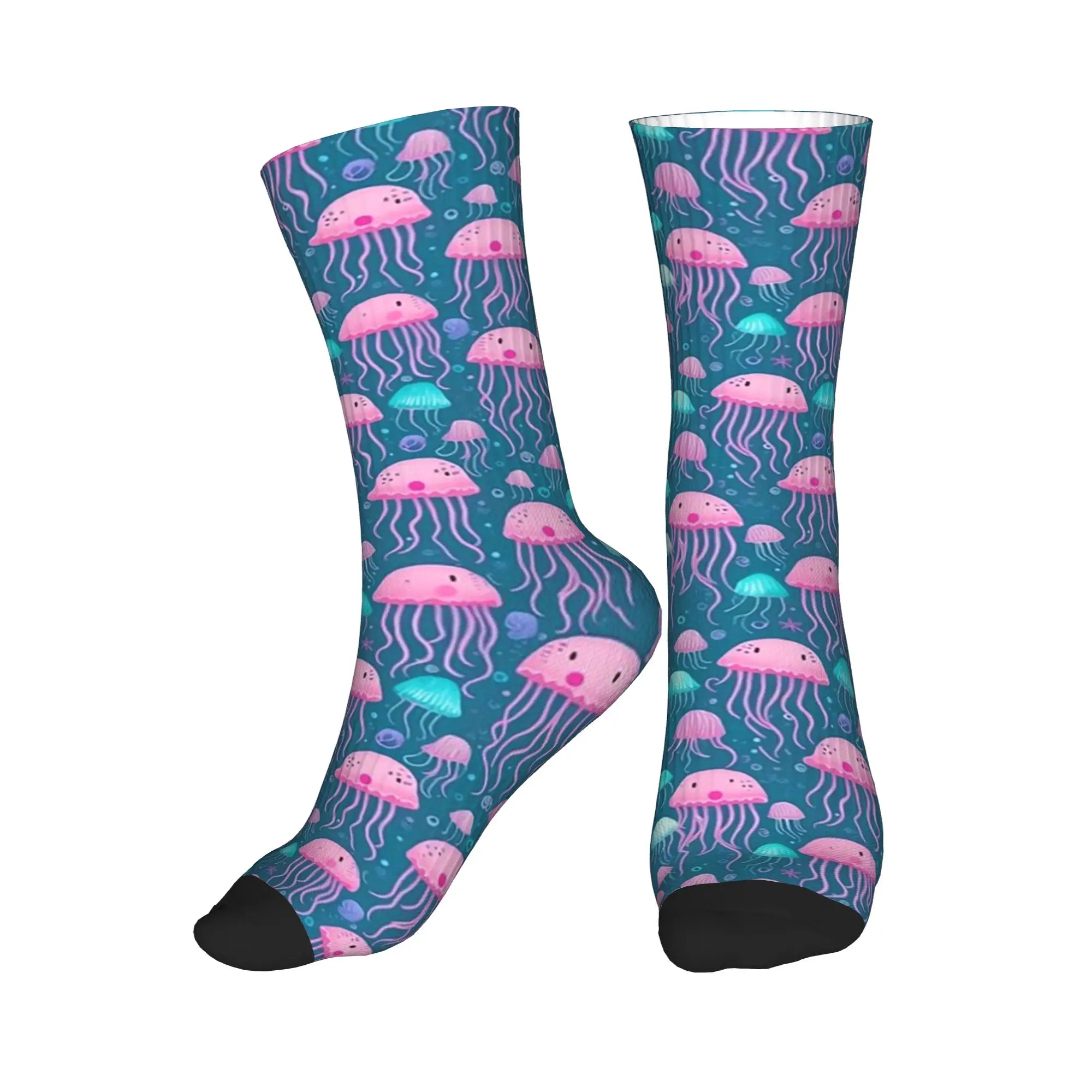 

All Seasons Jellyfish Pattern Elegant Marine Life Design 1 Sport Middle Tube Socks Crew Socks Funny Stockings for Men Women