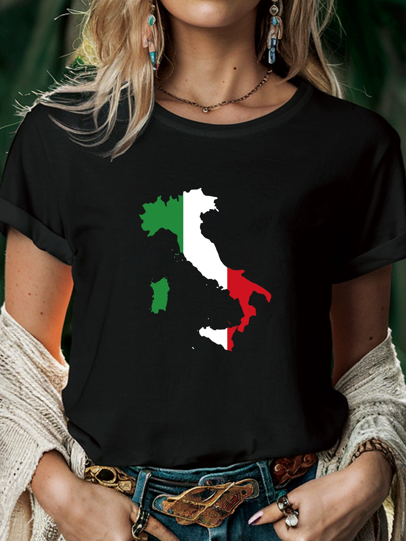 2024 European Cup Creative Design I Love Italy Graphic T-shirt Women Summer Fashion Harajuku Casual Round neck short sleeved