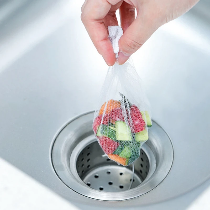 200Pcs Kitchen Anti-Clogging Sink Filter Dish Washing Sink Drain Residue Filter Garbage Bag Water Cut Bag Kitchen Shower Floor D