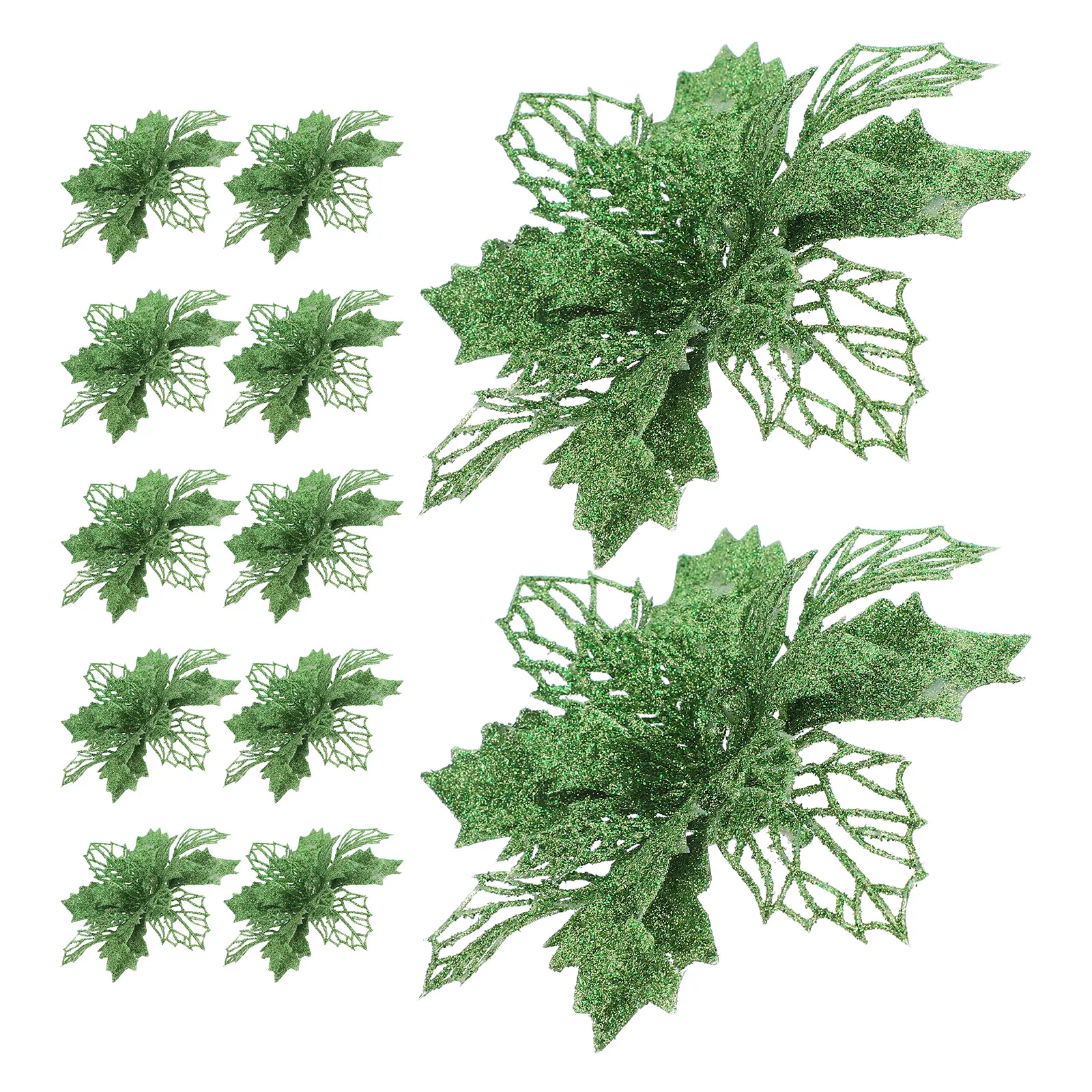 

1Set Christmas Tree Decor Glitter Poinsettia Flowers Hollow Fake Flowers Clip-on Artificial Holiday Ornaments Christmas Ornament