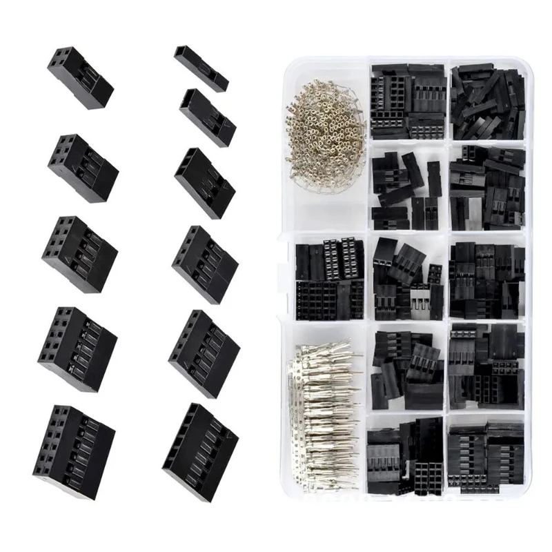 620Pcs Dupont Connector 2.54mm, Dupont Cable  Wire Pin Header Housing Kit, Male Crimp Pins+Female Pin Terminal Connector