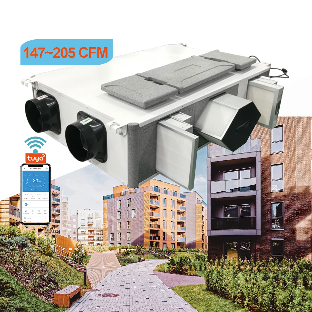 Sistema di ventilazione del tetto Scambiatore di calore per l'alimentazione dell'aria fresca con recuperatore d'aria