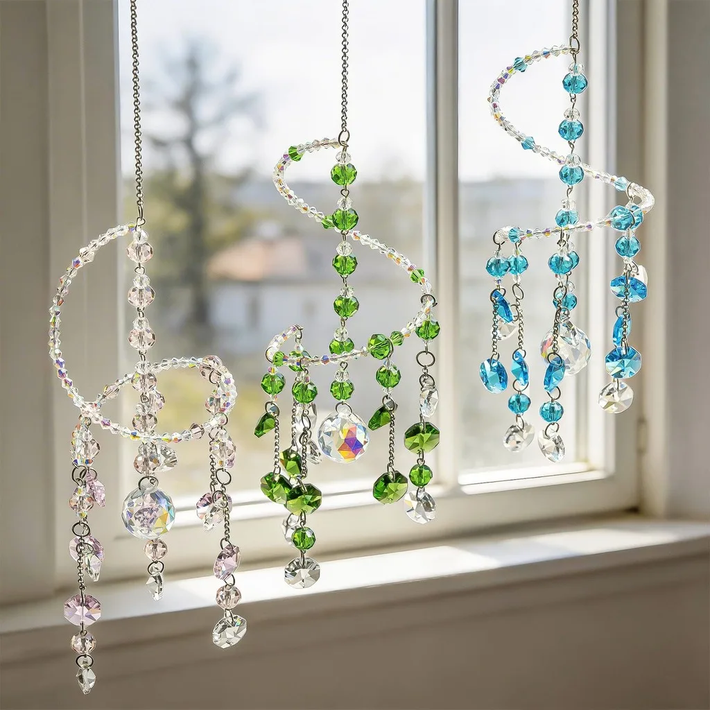 Crystal Bead Suncatcher Ready To Hang Window Decor Garden Suncatcher Artificial Crystal Crystal Pendant For Home Decor Patio