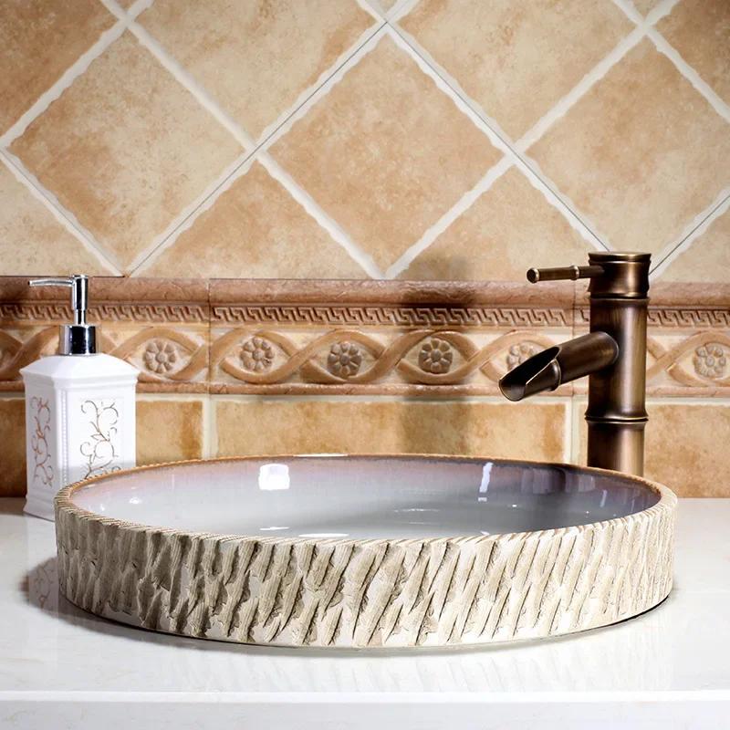 Ceramic Art Basin Household Inter-Platform  Taichung Wash  Inter-Platform Basin Bathroom European Style Wash Basin