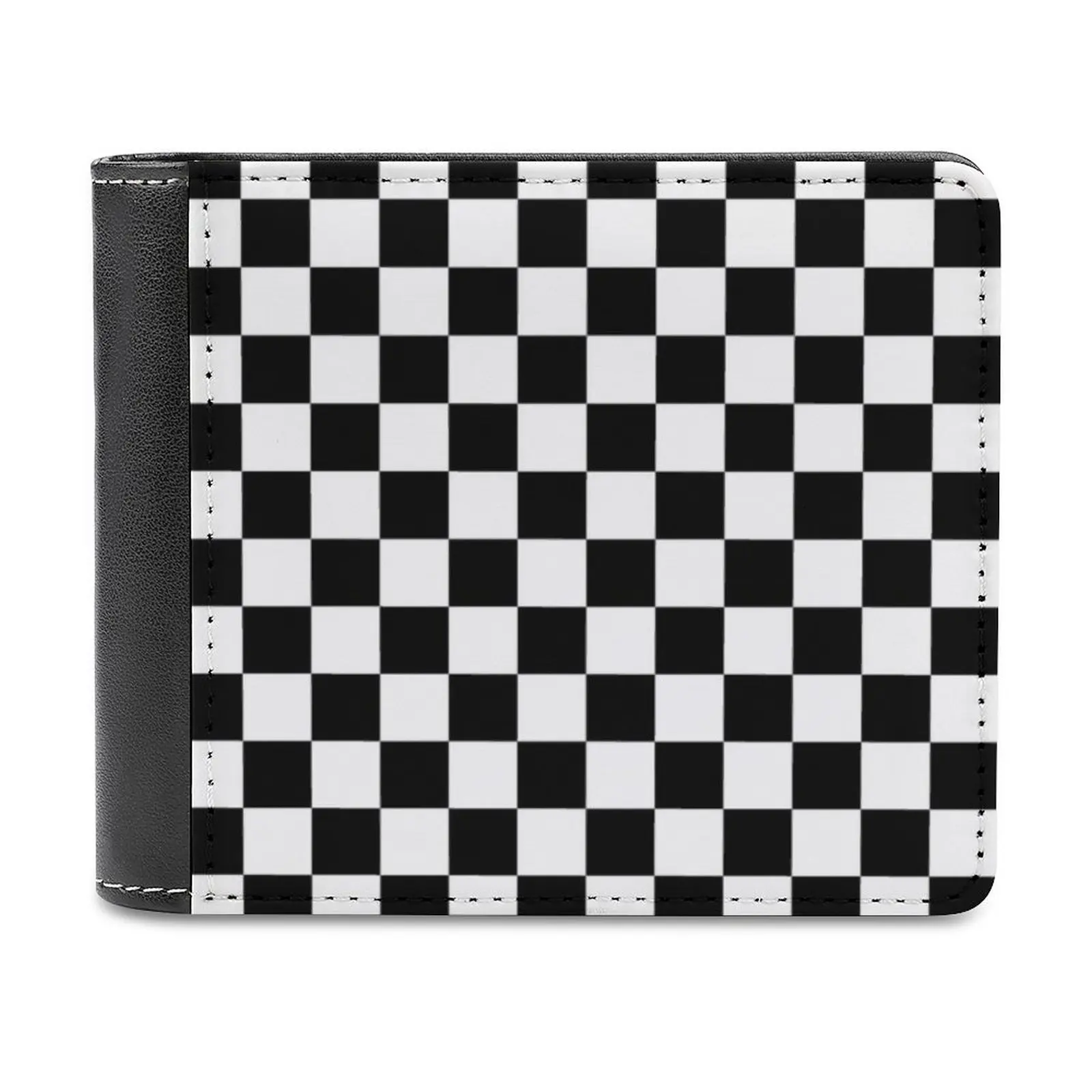 

Checkerboard New Men Wallets Pu Leather Men Purse High Quality Male Wallet Checkerboard Pattern Black White Background