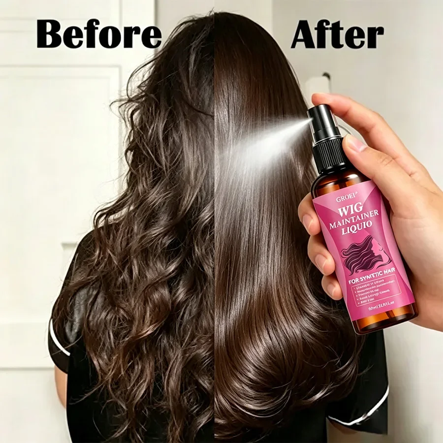 GROEI Anti‑Frizz Wig Maintainer Spray 60ml, Detangling Moisturizing Shine Care Liquid for Synthetic Hair Wigs - view 6
