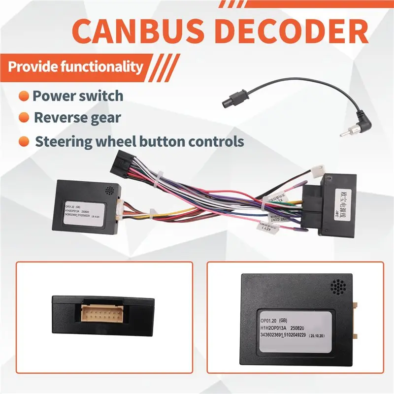 A54K-Black Radio Power Cable With Canbus Box For Opel Astra H Zafira B Power Wiring Harness For Android Headunit Installation Ad
