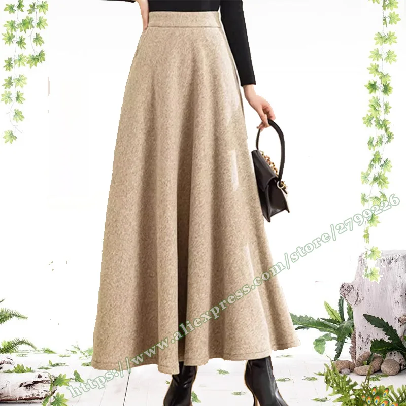 

2024 Plus Size 5XL Autumn Retro Vintage A-line Ladies Skirts Casual Elegant slim fit women's Long Skirt Ladies' Maxi Skirts