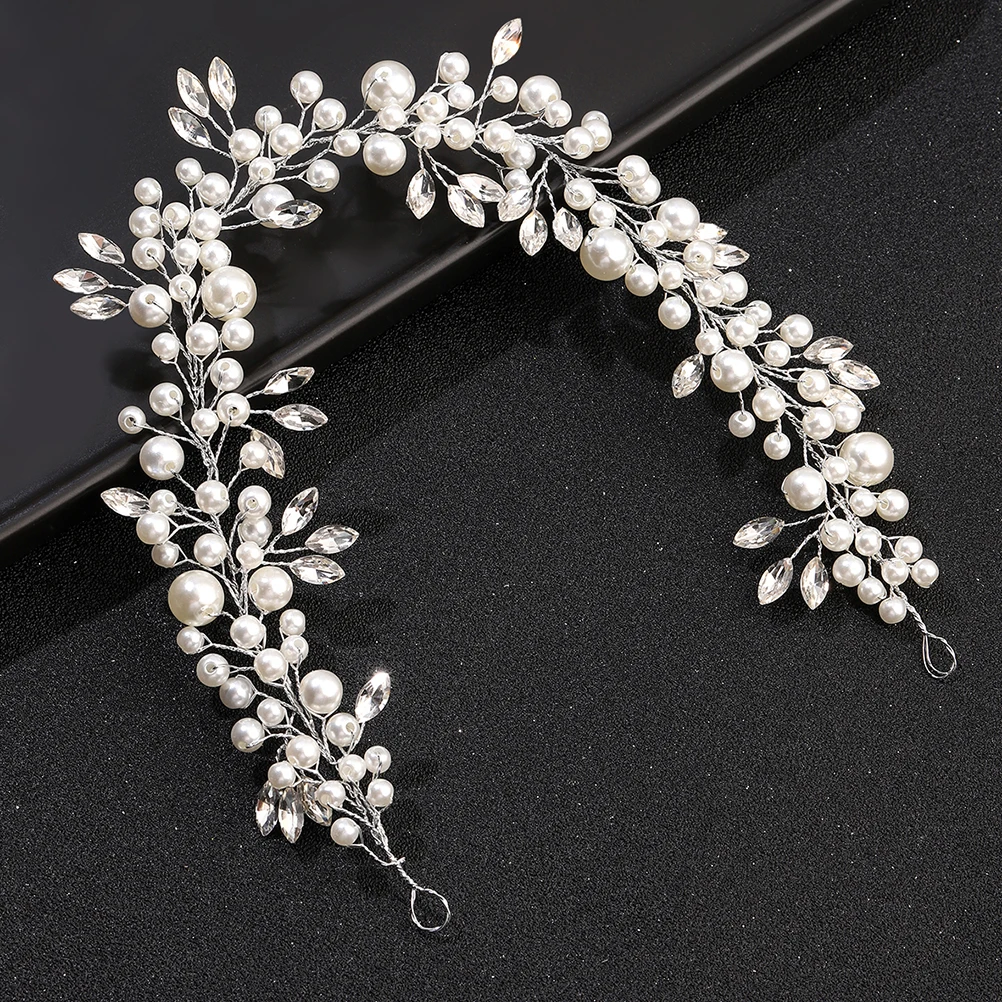 

Pearl Headb Accessories Artificial Pearl Women Bridal Headdress Headpiece Shiny Bridal Headdress Hair B For Wedding Party