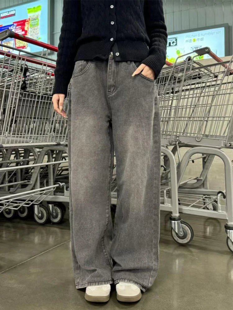 

Мужские джинсы с флисовой подкладкой, расклешенные, со средней посадкой, утолщенные, прямого кроя, зимние повседневные брюки, длинные, в американском стиле