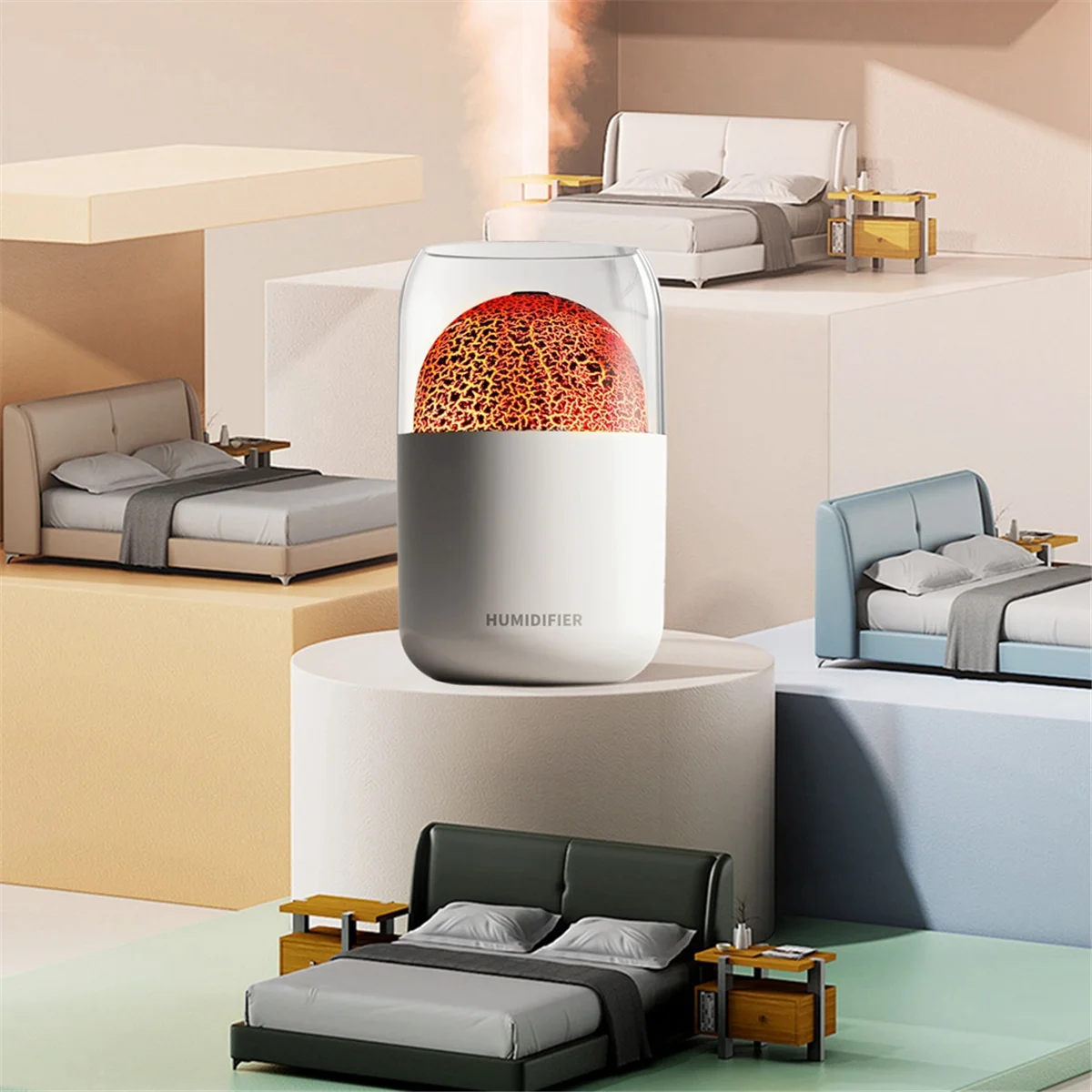 Diffuseur d'aromathérapie pour la maison, humidificateurs à brume fraîche, diffuseur de flamme, arrêt automatique, noir, 300ml, 8 heures