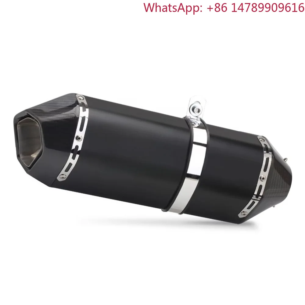 34Universal Motorcycle Exhaust System, 51mm Inlet Carbon Fiber Muffler With Mid-Link Pipe And DB Killer For Bike ModificationMo