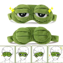 Soft Plush Sleeping Eye Mask Travel Sad Frog Eye Mask Padded Rest Aid Eye Mask 3D Blindfold Kid Adult Eye Patch Relax Massager