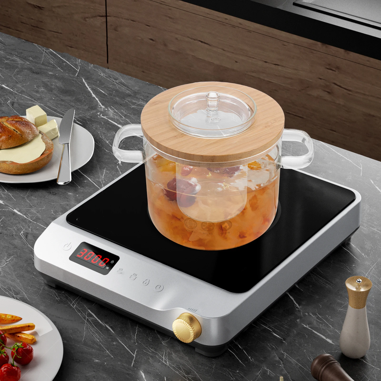 

Стеклянная кастрюля для супа с прозрачными ручками для тушения Cubilose, кухонная посуда, кастрюля для кипячения, маленькая кастрюля для дома